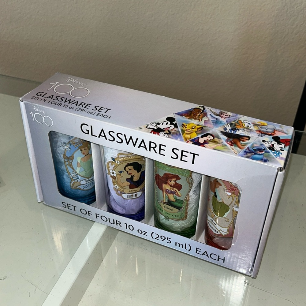 Disney100 👑 Princess Cinderella, Aurora, Ariel, Snow White Glass Set 👑 SOLD OUT